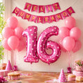Set Feliz Cumpleaños+ Globos Número Fucsia | Cotillón Activarte