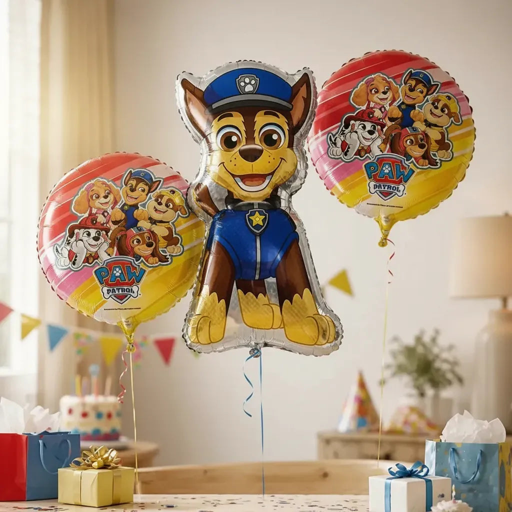 Set 3 Globos Metálicos Paw Patrol | Decoración Cumpleaños Oficial