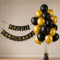Kit Feliz Cumpleaños+ Globos Negro Dorado