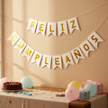 Guirnalda Banderín "Feliz Cumpleaños" Blanco Dorado