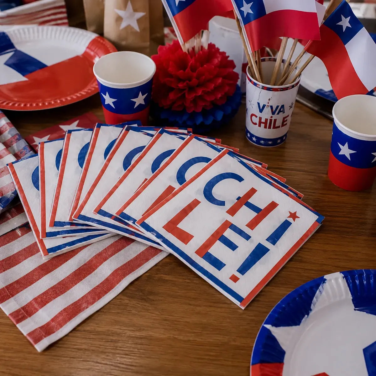 Set 20 Servilletas Chile Diseño Fiestas Patrias