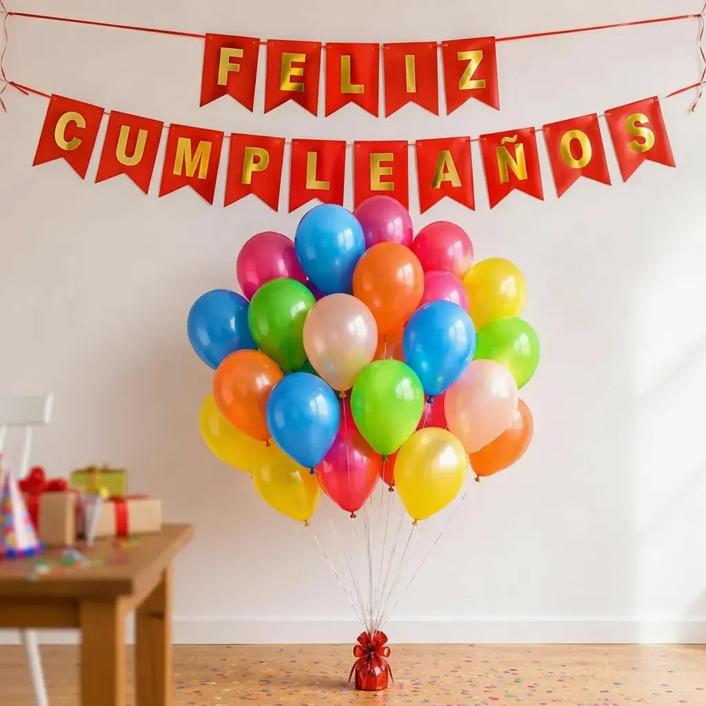 Kit Decoración Feliz Cumpleaños + Globos Colores | Cotillón Activarte