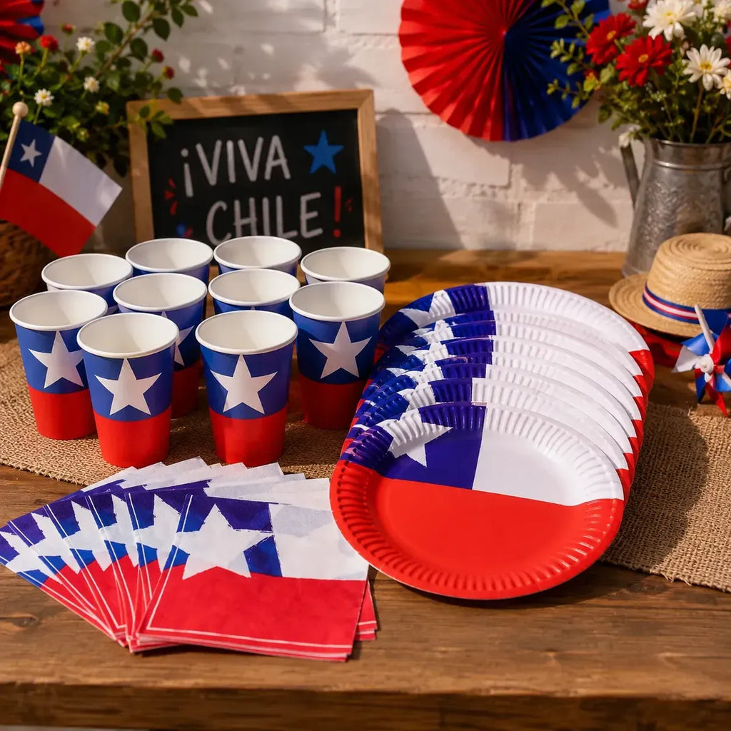 Set Vasos y Platos Chile x 10