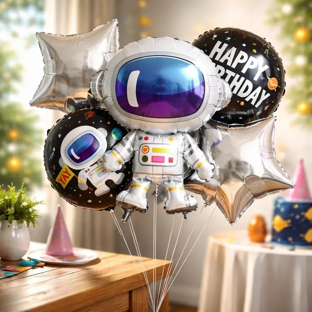 Set 5 Globos Metálicos Astronauta Espacial | Cotillón Activarte
