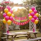 Kit Decoración Feliz Cumpleaños + Globos Fucsia Dorado | Cotillón Activarte