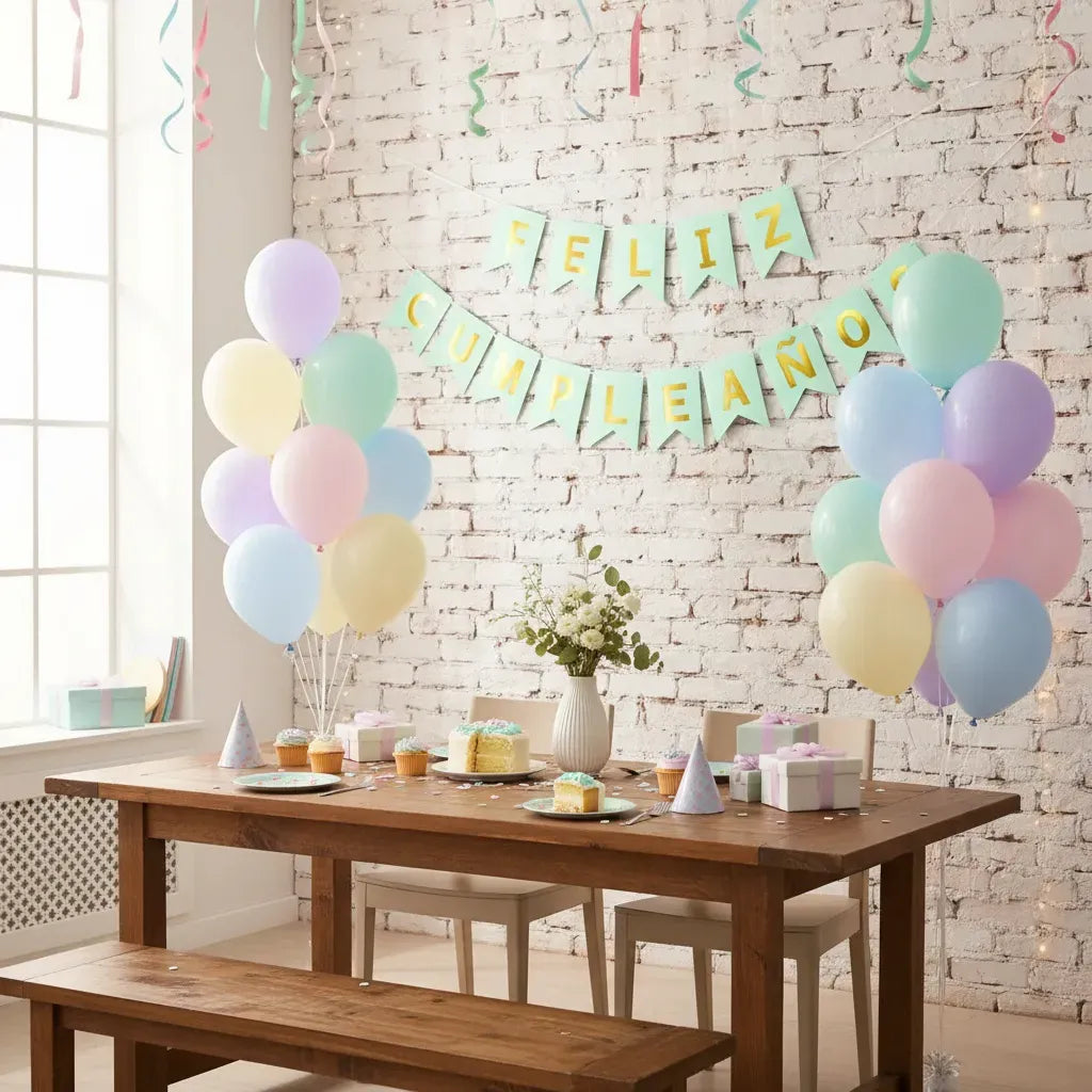 Kit Decoración Feliz Cumpleaños+ Globos Pastel | Cotillón Activarte