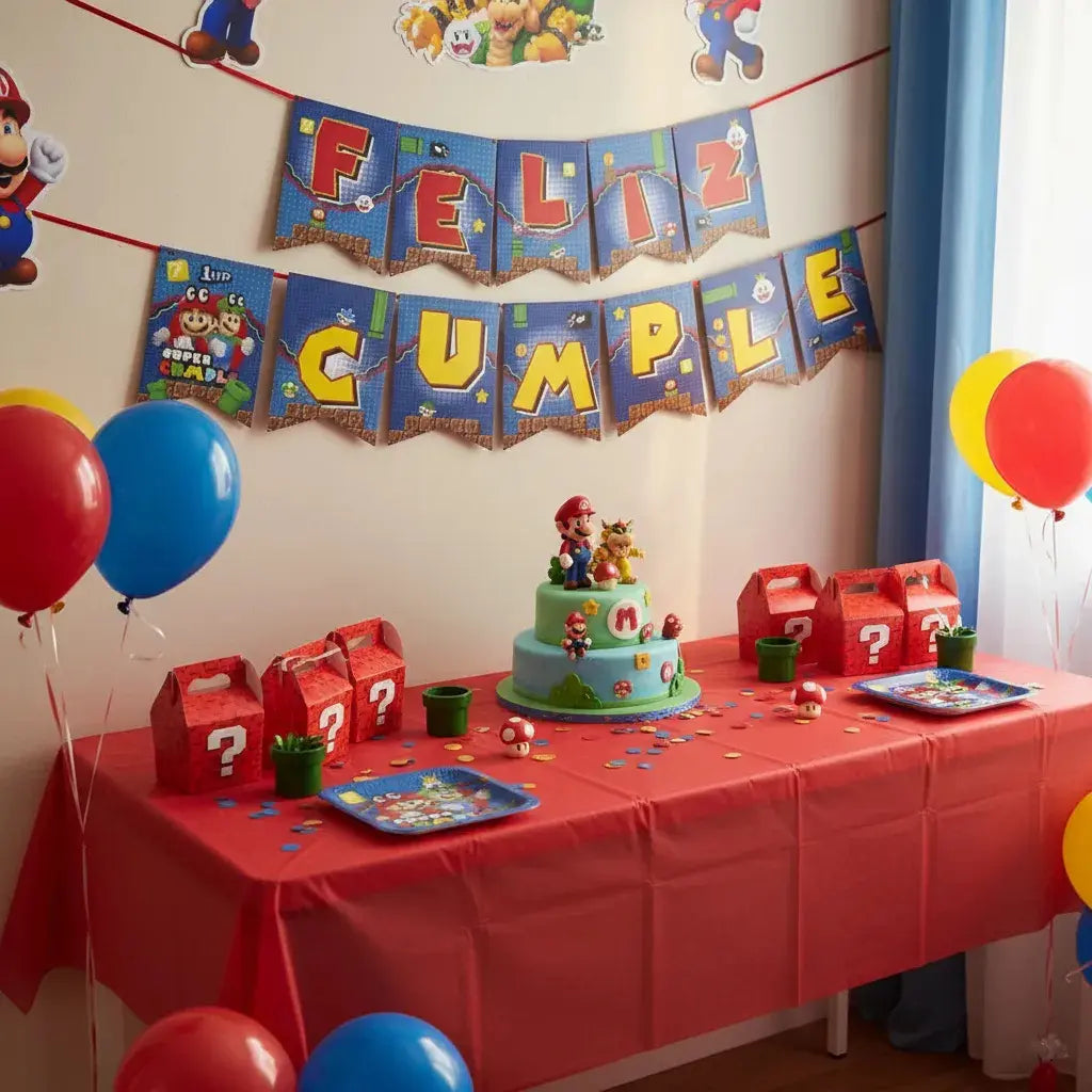 Guirnalda Feliz Cumple Súper Mario