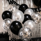 Kit Decoración Cumpleaños Negro Plateado | Fiesta Completa