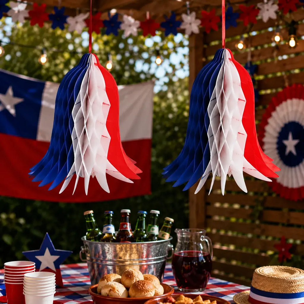 Adorno Colgante Campana Tricolor Chile 25 cm | Decoración Fiestas Patrias