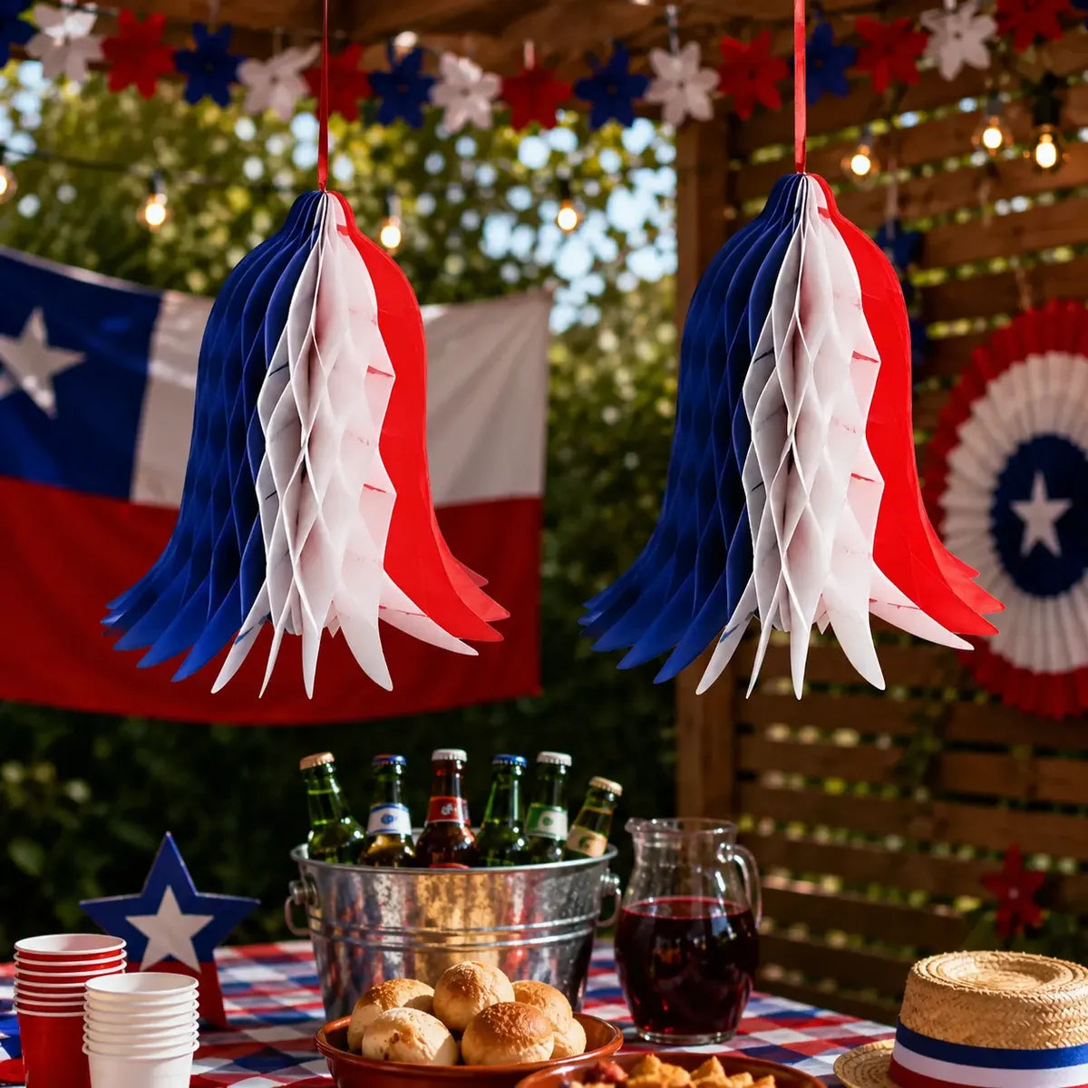 Adorno Colgante Campana Tricolor Chile 25 cm | Decoración Fiestas Patrias