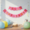 Guirnalda Banderín "Feliz Cumpleaños" Fucsia Dorado