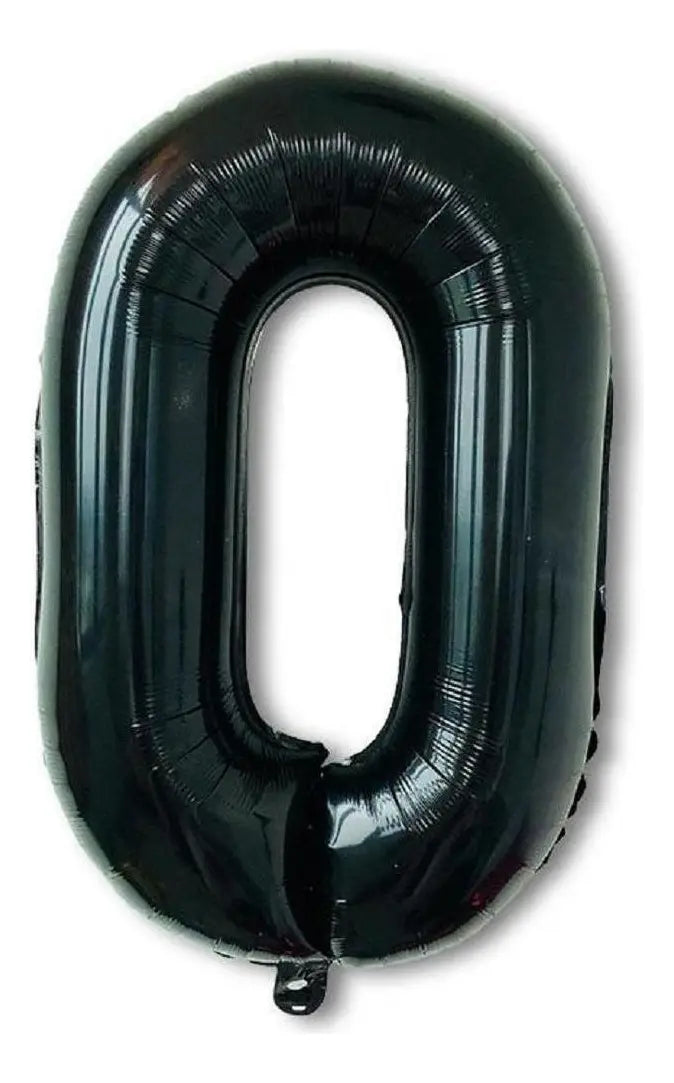 Globo Metálico Negro Números 80 cms