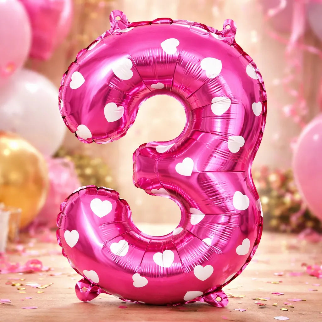 Globo Numero Rosado Corazón