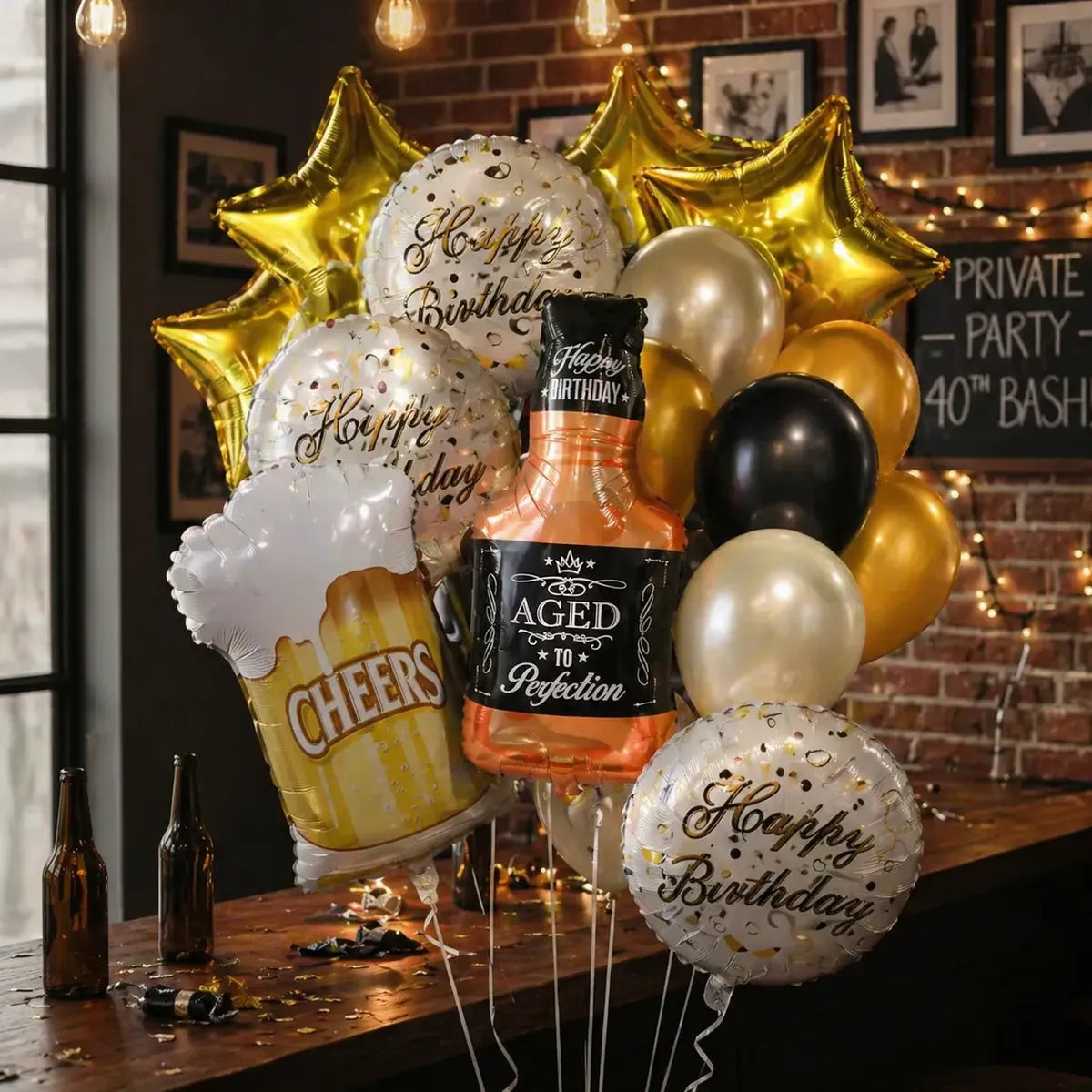 Kit Globos Cerveza Botella Whisky | Decoración Cumpleaños Adulto