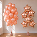 Set 6 Estrellas Y 25 Globos Rose Gold
