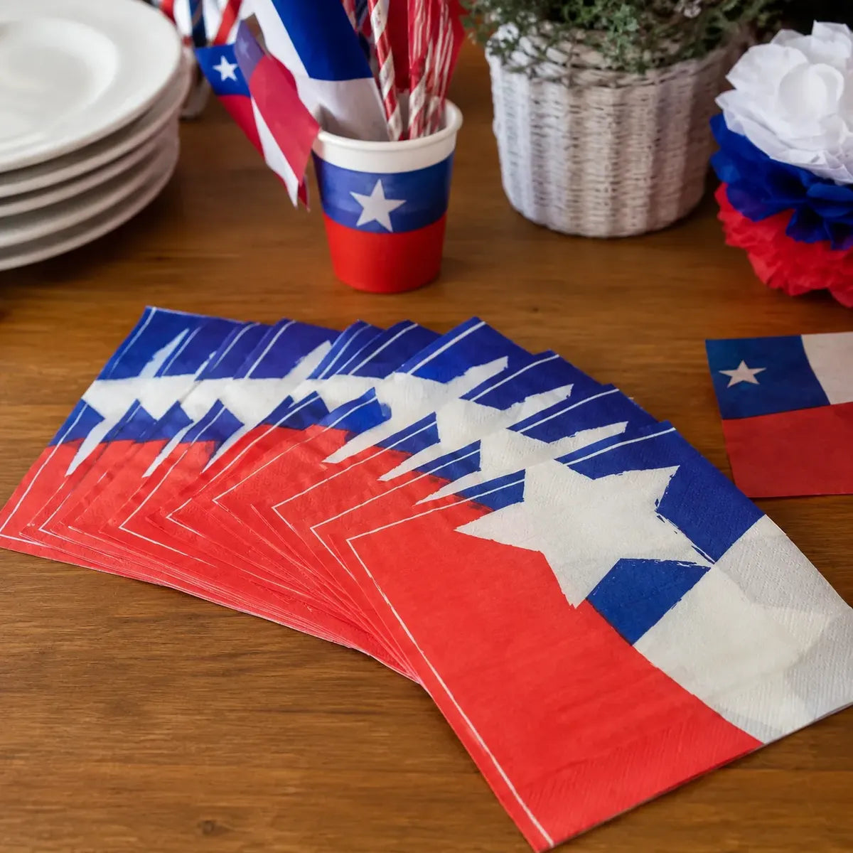 Set 12 Servilletas Bandera de Chile Fiestas Patrias