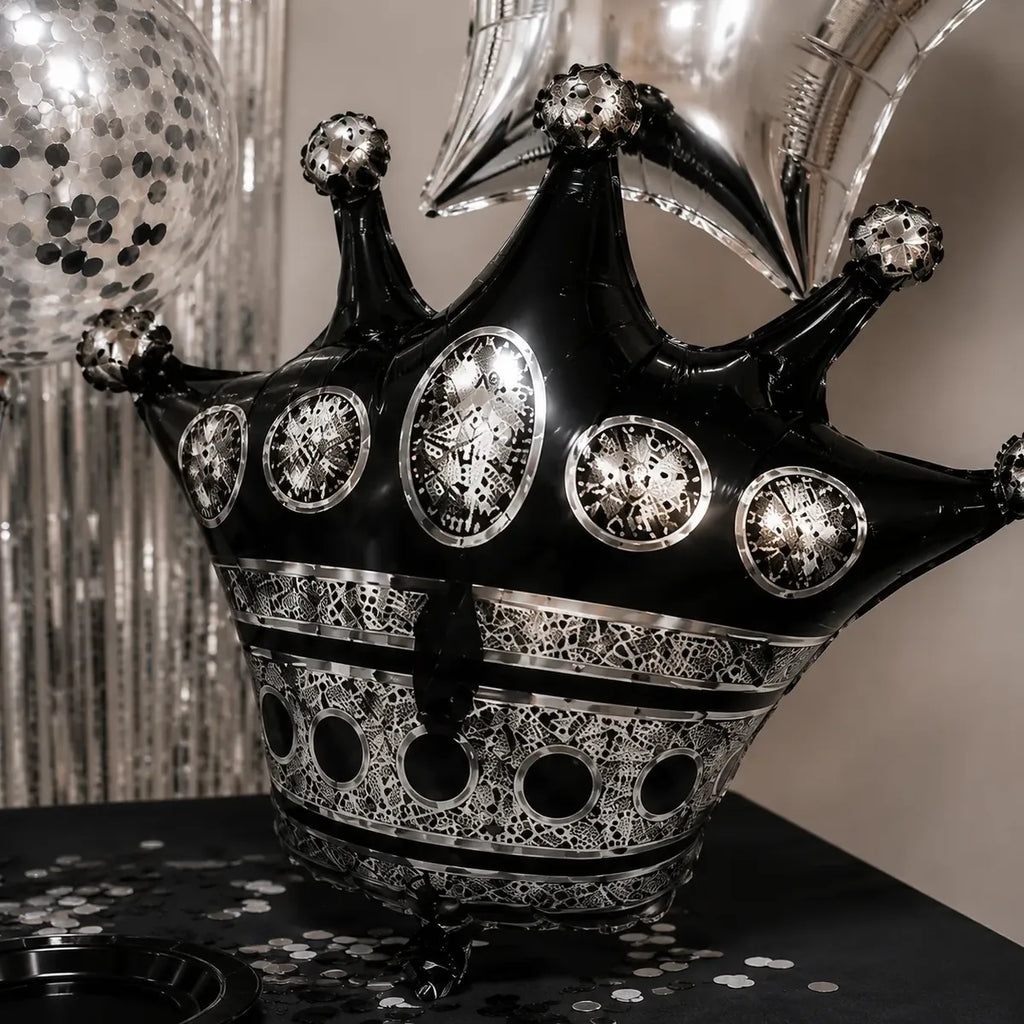 Kit Decoración Cumpleaños Negro Plateado | Fiesta Completa