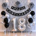 Kit Decoración Cumpleaños Plateado con Número | Cotillón Activarte