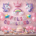 Set Decoración Cumpleaños Unicornio Feliz Cumpleaños | Cotillón Activarte