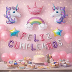 Set Decoración Cumpleaños Unicornio Feliz Cumpleaños | Cotillón Activarte