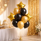 Set 10 Globos Estrella Dorado Negro | Decoración Cumpleaños
