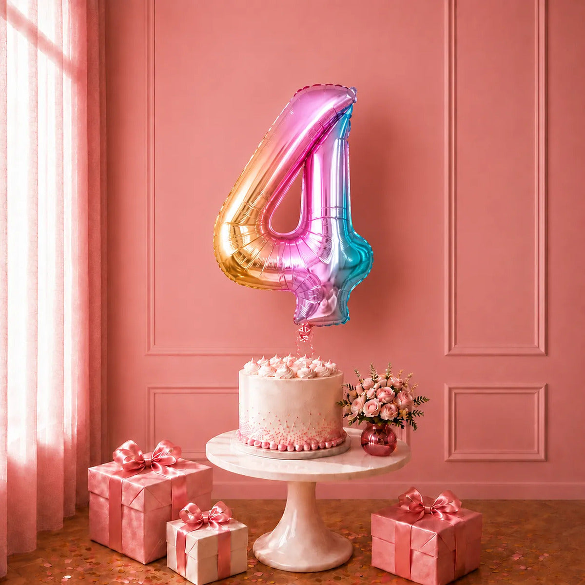 Globo Metálico Arcoiris Números 70 cm