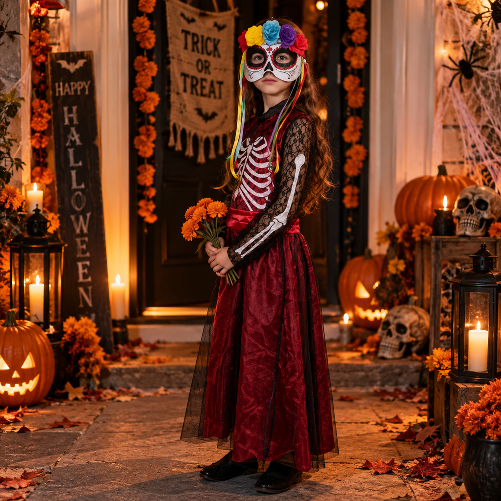 Disfraz Catrina Niña Largo Halloween