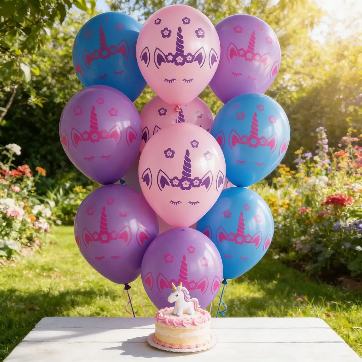 Pack Decoración Cumpleaños Unicornio Kawaii para 12 Personas