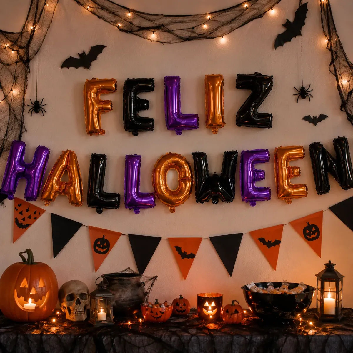 Globo Metálico Letras Feliz Halloween