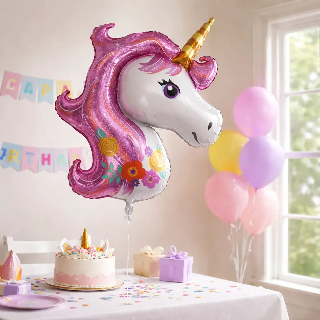 Pack Decoración Cumpleaños Unicornio Kawaii para 12 Personas
