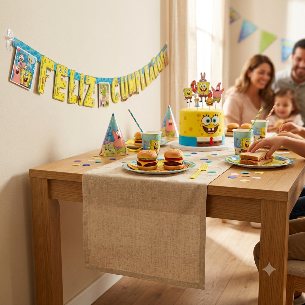 Pack Decoración Cumpleaños Bob Esponja para 36 Personas