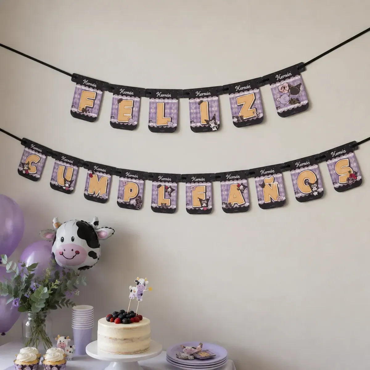 Pack Decoración Cumpleaños Kuromi para 36 Personas