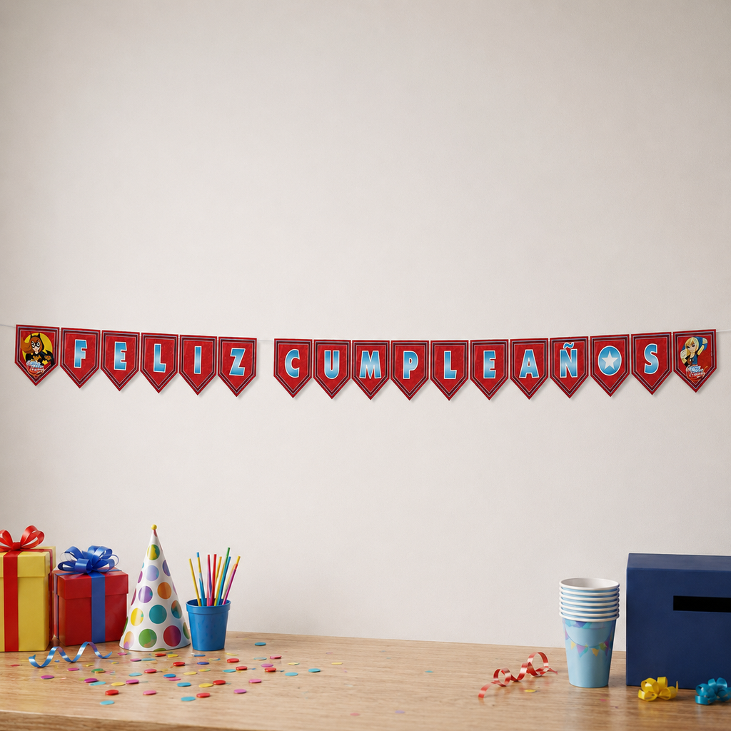 Pack Decoración Cumpleaños Super Hero Girls para 12 Personas
