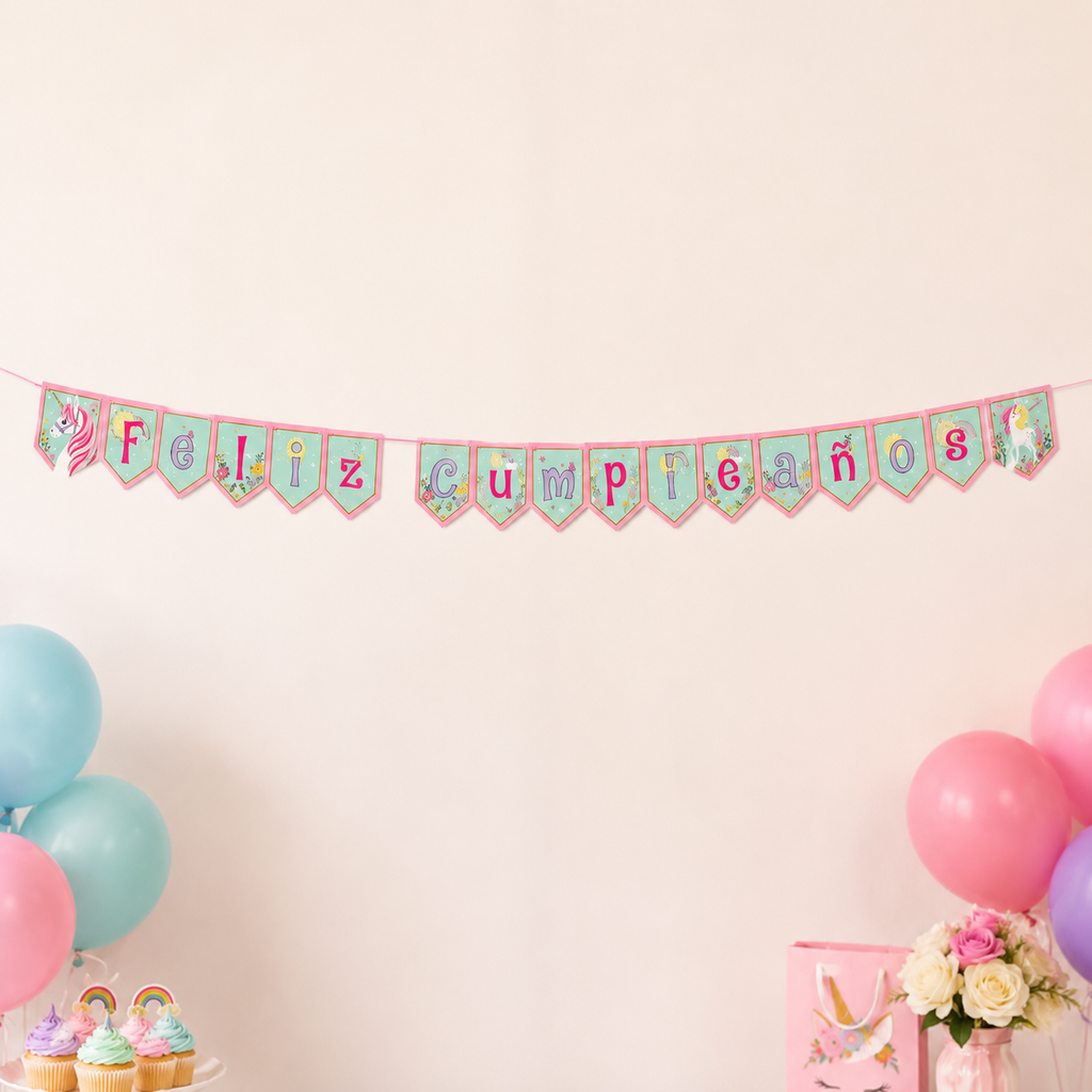 Pack Decoración Cumpleaños Unicornio Encantado para 12 Personas