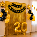 Kit Decoración Cumpleaños 20 Años Dorado Negro | Fiesta Completa