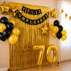 Kit Decoración Cumpleaños 50 Años Dorado Negro | Fiesta Completa