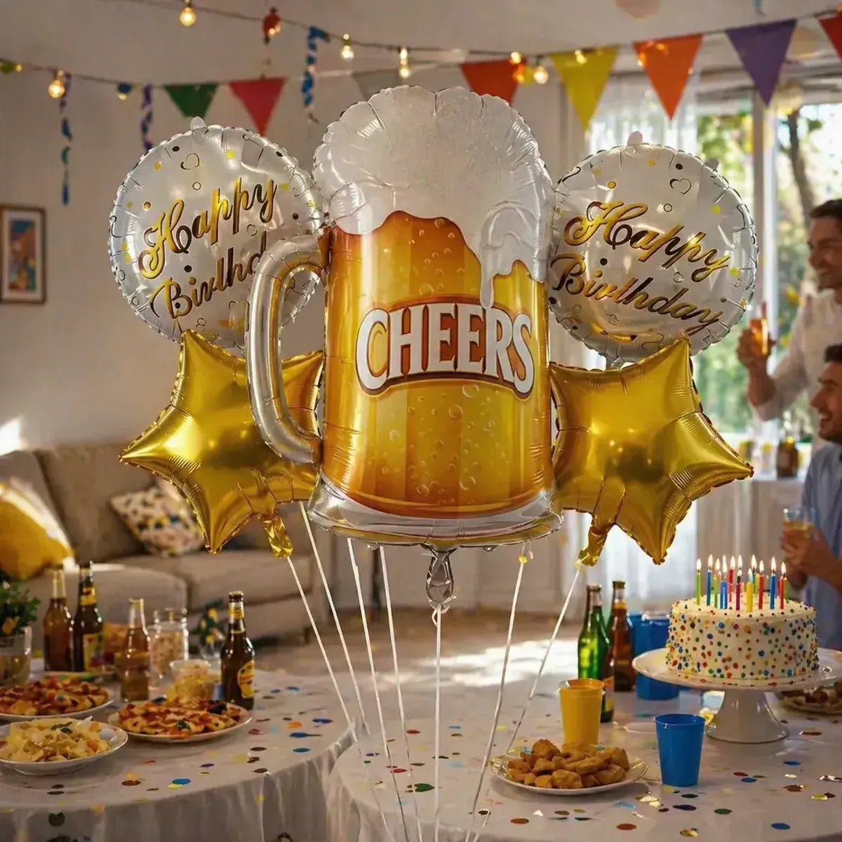 Kit Decoración Cumpleaños Cerveza | Globos Metálicos | Cotillón Activarte