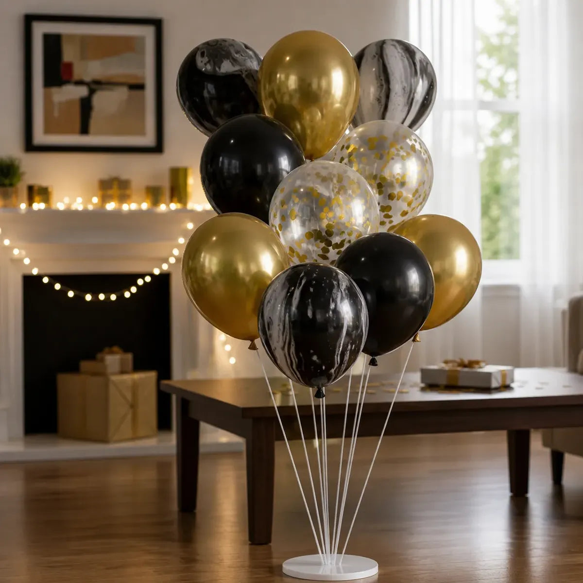 Kit Decoración Cumpleaños Negro Dorado | Cotillón Activarte