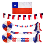 Kit Decoración Fiestas Patrias Chile con Bandera y Guirnaldas