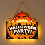 Decoración Letrero Madera Halloween Party Led