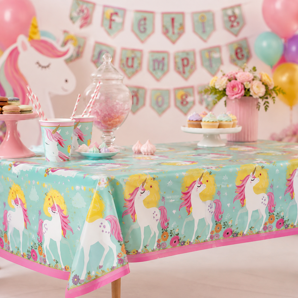 Pack Decoración Cumpleaños Unicornio Encantado para 12 Personas