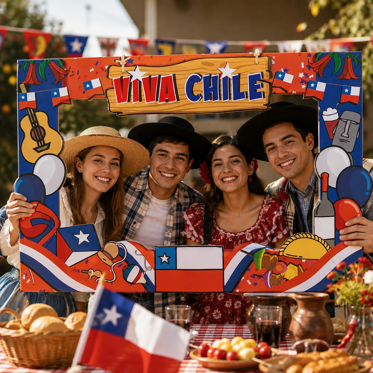 Marco para Fotos Viva Chile Fiestas Patrias 54 x 79 cm