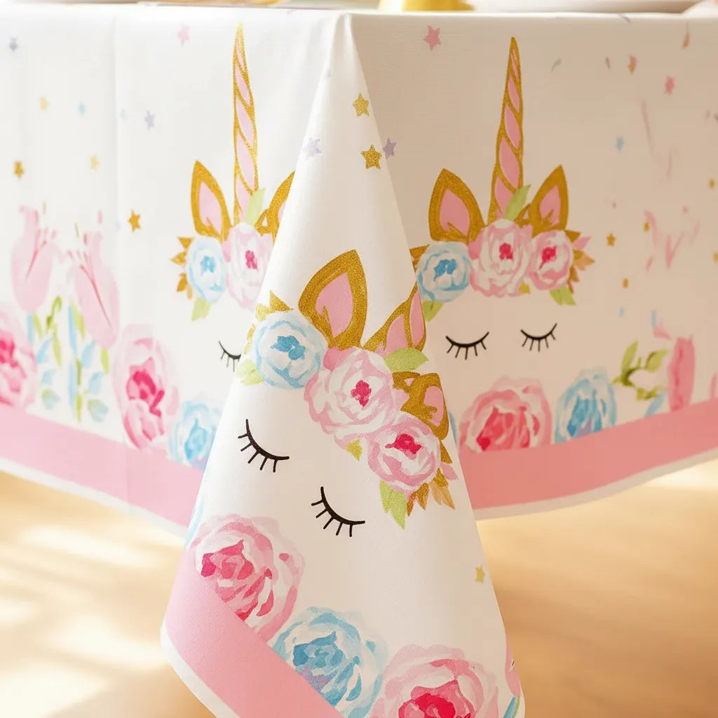 Pack Decoración Cumpleaños Unicornio Kawaii para 12 Personas