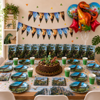 Pack Decoración Cumpleaños Dinosaurio para 12 Personas