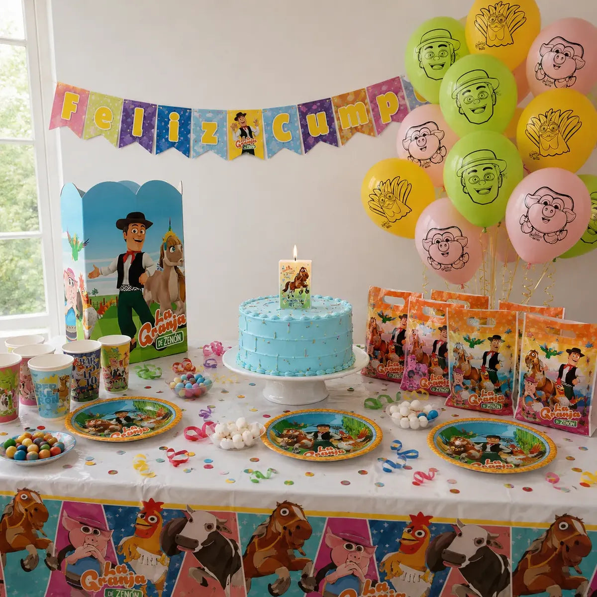 Pack Decoración Cumpleaños La Granja De Zenón para 36 Personas