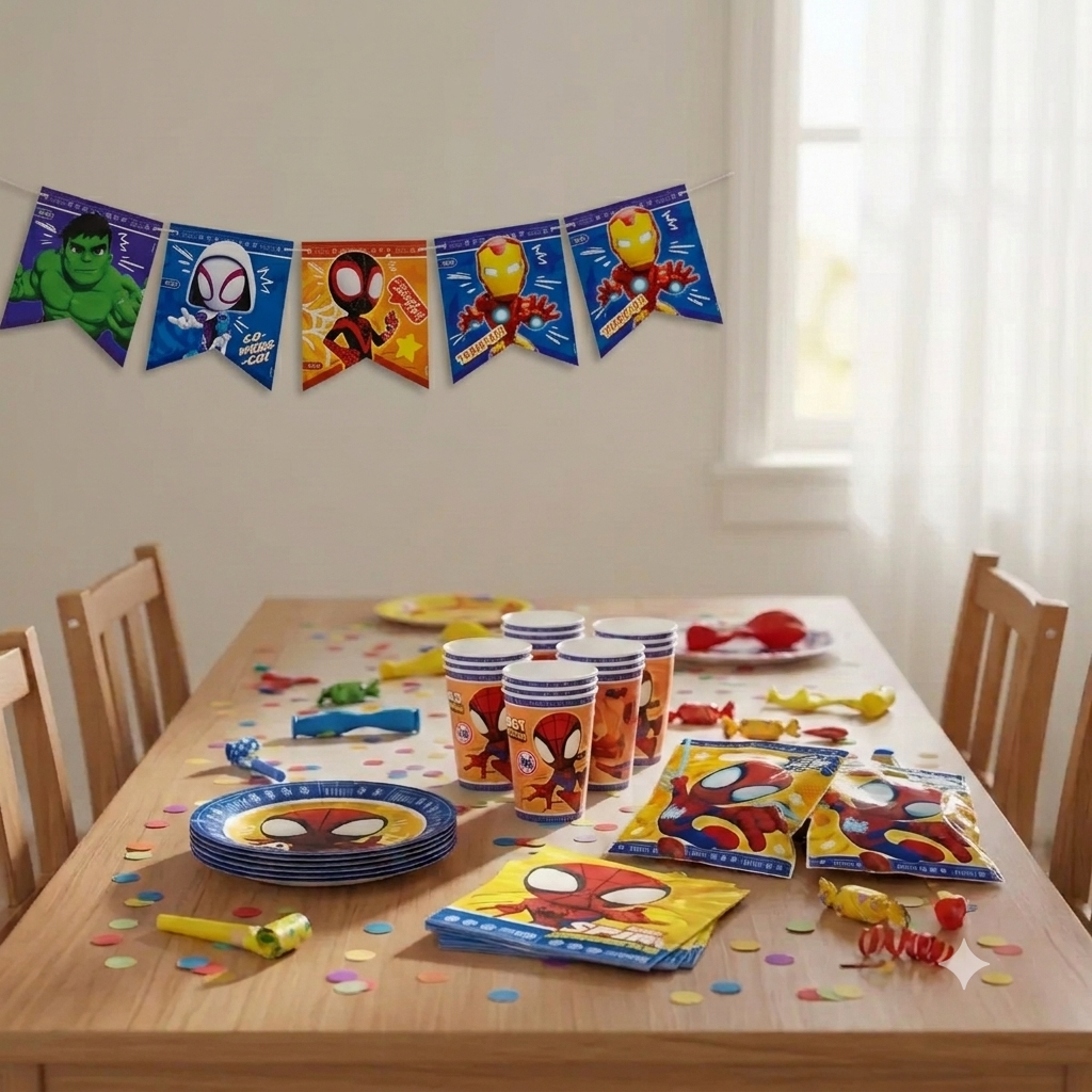 Pack Decoración Cumpleaños Spidey para 36 Personas