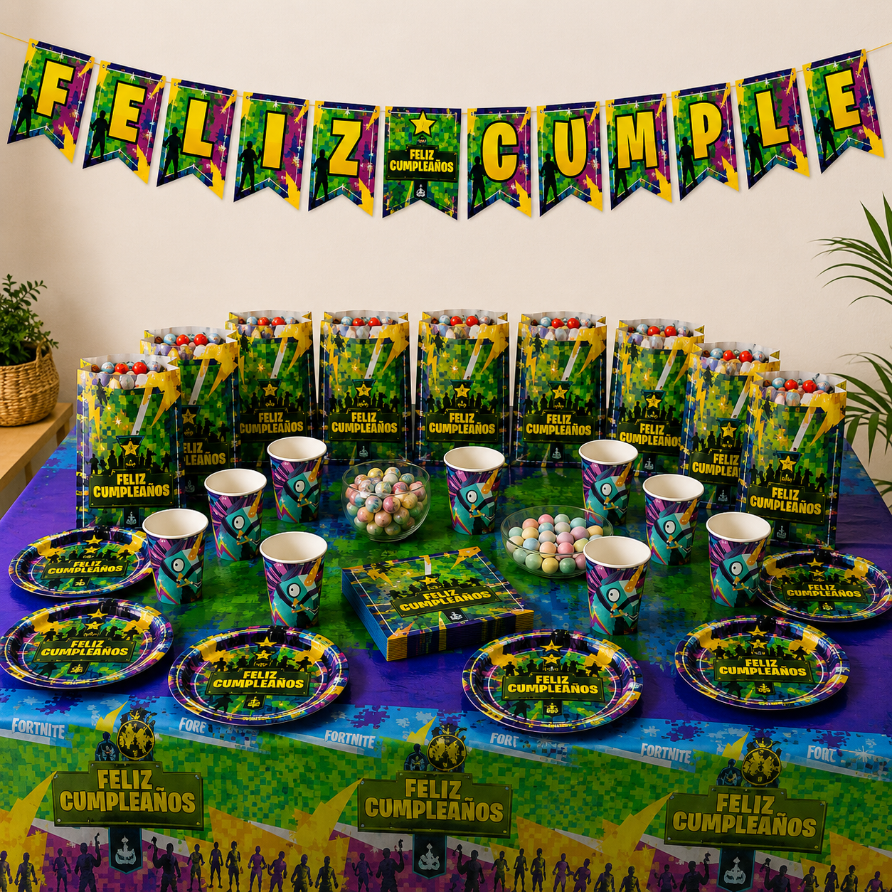 Pack Decoración Cumpleaños Gamer para 24 Personas