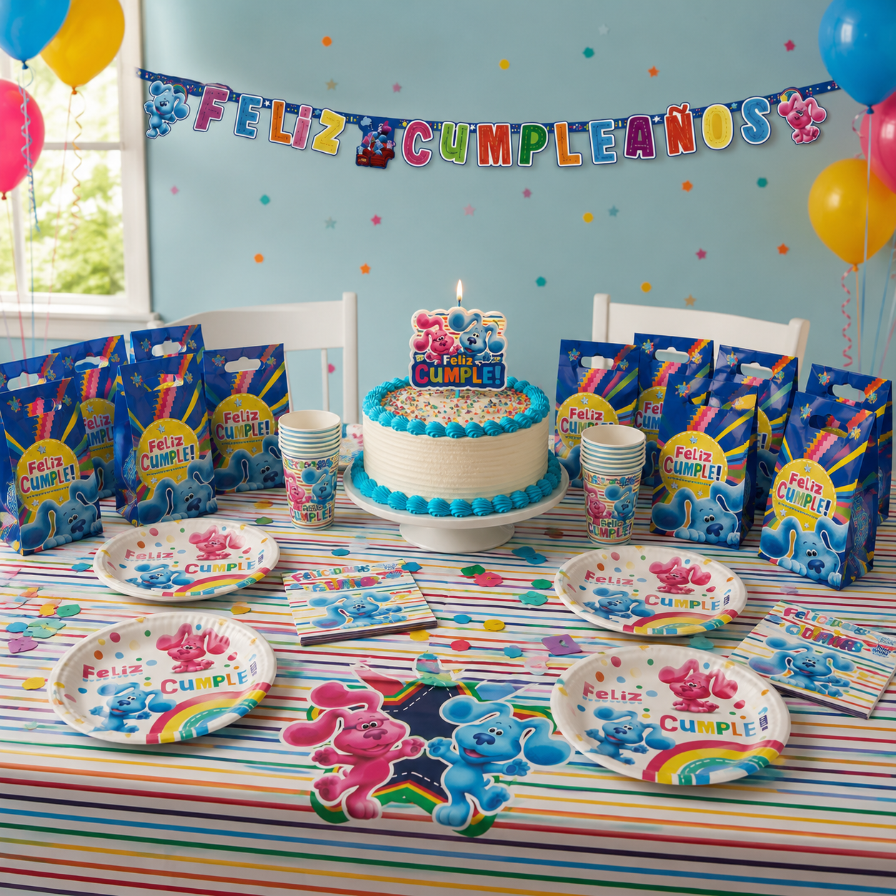 Pack Decoración Cumpleaños Pistas de Blue para 36 Personas