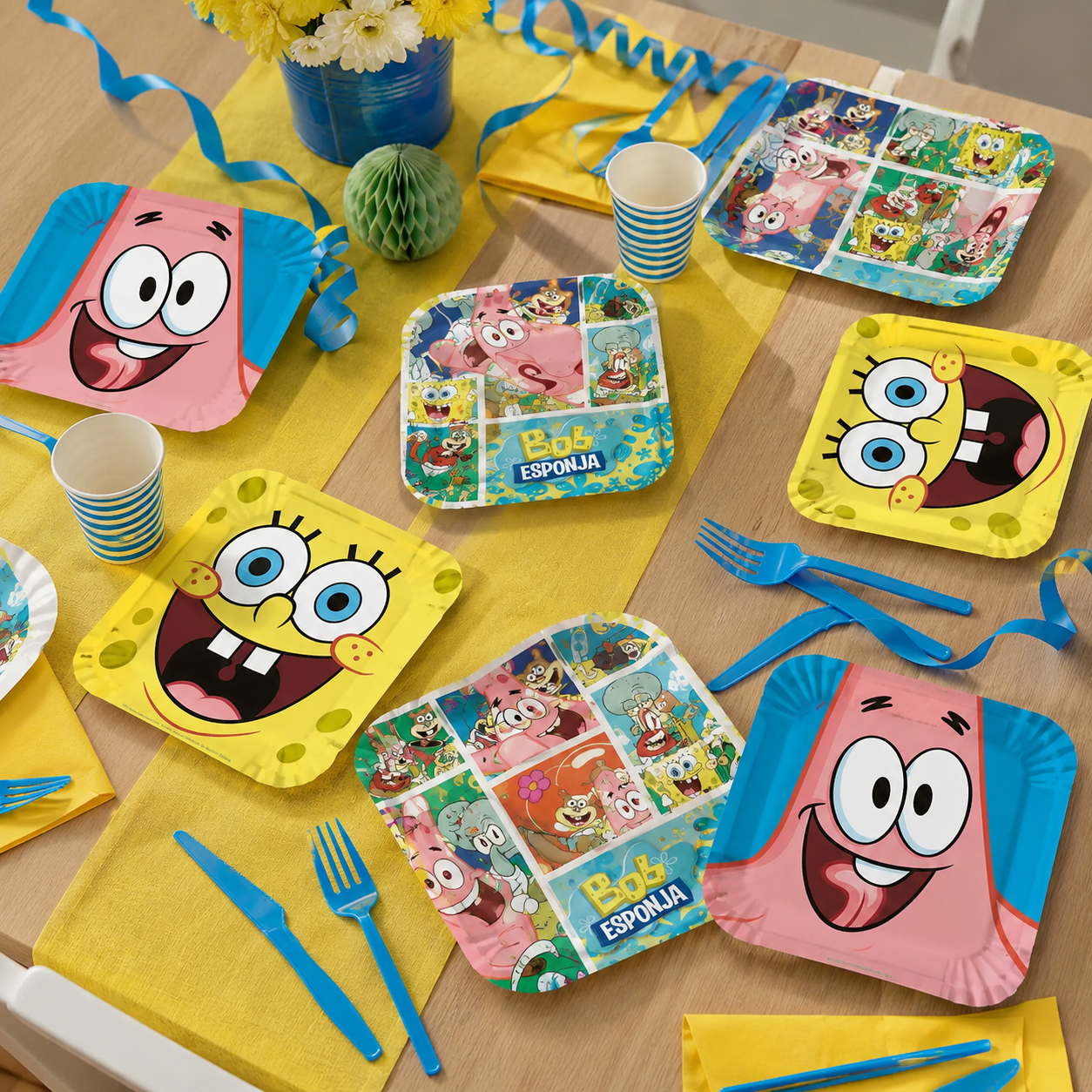 Pack Decoración Cumpleaños Bob Esponja para 36 Personas