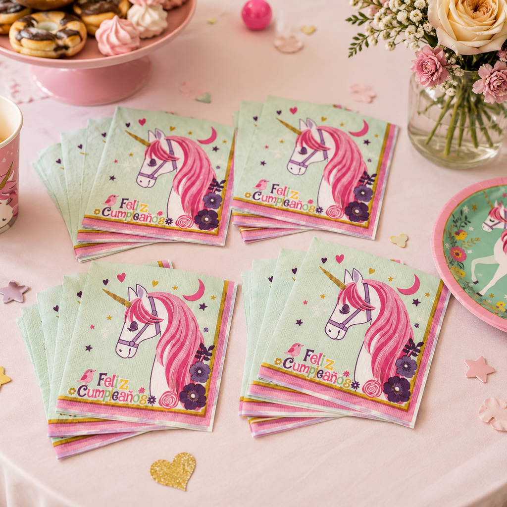 Pack Decoración Cumpleaños Unicornio Encantado para 12 Personas